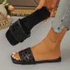 Nuevas sandalias de mujer sin talón con punta abierta para uso en exteriores, sandalias vintage de verano 2026 con tacón bajo, finas, punta cuadrada negra