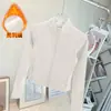 Chaqueta Deportiva de Terciopelo Cuello Alto Cremallera Ropa de Yoga Correr Entrenamiento Fitness Secado Rápido Aspecto Adelgazante Top de Ciclismo para Mujer