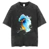 Camiseta de Línea Garabateada Gráfico Creativo de Graffiti Algodón Corto