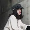 Otoño/Invierno 2025 Nuevo Estilo Coreano Hebilla Metálica Gorra Azul Marino Moda Callejera Gorra de Repartidor Cálida Sombrero de Pintor Urbano Londres