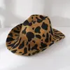 Chapéu Fedora Cowboy Unissex Mais Vendido no Exterior com Listras de Tigre Selvagem e Estampa de Leopardo, Chapéu Doce e Descolado para Passeios e Festas