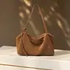 Bolsa Feminina de Couro Genuíno 2026 Bolsa Tote Grande Capacidade Preguiçosa Para o Trabalho Sensação Relaxada Bolsa de Nicho Bolsa de Ombro de Couro Bovino Fosco Feminina