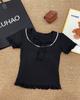 Playera de Encaje de Manga Larga Estilo Pure Lust para Mujer para Verano Look Adelgazante Diseño Sexy Top Corto con Lazo