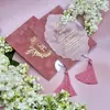 Invitaciones de Boda Acrílicas con Forma Única con Sobres de Terciopelo con Cordón, Invitaciones de Boda y Festivas Estampadas en Oro, Uso Universal
