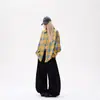 Jeans Retro Americanos de Mezclilla Cruda Negro Deconstruidos con Parches de Cimitarra para Mujer, Pantalones Anchos Holgados Nuevos
