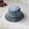 Sombrero de pescador de mezclilla lavado desgastado costa oeste diseño de deshilachado rasgado callejero nicho sombrero de cuenca moda