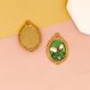 Adornos DIY con Aretes Colgantes de Lujo Ligero Retro Francés, Collar, Colgante, Pintura al Óleo, Flor, Jardín de Monet, Aleación, Gotas de Aceite