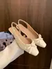 Sapatos femininos Chuyuji estilo francês plissados de salto baixo sem calcanhar 2026 primavera-verão elegantes de fada Mary Jane de salto baixo