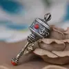 Colgante de Plata Transfronterizo con Cuentas Budistas, Mantra de Seis Sílabas Giratorio, Colgante de Collar con Patrón Vintage, Estilo Tíbet