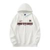 Suéter blanco pesado de 320 g para hombre de manga larga otoño e invierno con estampado de letras abrigo con capucha forrado de polar sudadera cálida