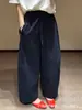 Pantalones Casuales de Secado Rápido Retro Americano para Exteriores Color Azul Marino Verano Frescos Transpirables Cordón Pierna Ancha Relajados
