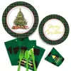 Decoración Navideña Suministros para Fiestas Vajilla Desechable Platos de Papel Vasos de Papel Servilletas de Papel Decoración de Escena Venta al por Mayor