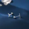 Brincos Triangulares Simples de Prata S999 para Mulheres, Roupa de Trabalho da Moda, Não é Necessário Tirar para Dormir, Piercings para Hélice da Orelha, Parafusos de Atacado