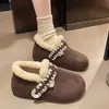 Ropa exterior forrada de polar 2026, zapatos gruesos tipo mula cálidos para mujer con suela gruesa, nuevos zapatos de algodón peluche para otoño e invierno, con aumento interno de altura
