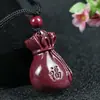 Pingente Saco de Dinheiro Vermelho Imperial de Cinábrio Cru Alto Teor Dourado Roxo Areia Vermelha Pingente de Colar do Ano de Nascimento Atacado Dropshipping