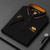 Treinta Otoño Hombre Manga Corta Verano Nuevo Solapa Bordado Polo Moda Color Sólido Manga Corta Top de Hombre para Jóvenes y Mediana Edad