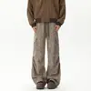 Pantalones casuales de trabajo tie-dye retro americano para hombre, talla grande, doble pinza, corte holgado, pierna ancha, largos hasta el suelo, pantalones de cintura elástica