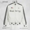 Cárdigan con Estampado de Letras Sudadera de Cuello Alto para Hombre Primavera Moda Callejera Americana Casual Holgada Chaqueta de Manga Larga Rayada