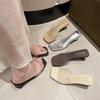 Chinelos Transparentes para Mulheres para Usar Fora com Saltos Grossos, Roupa Casual de Noite Novo Estilo 2024, Brisa Suave da Noite, Sandálias para Aumentar a Altura para Mulheres
