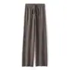 Pantalones de Lana 100% Pura para Mujer, Estilo Nuevo, Cintura Elástica, Corte Recto, Pantalones Largos de Pierna Ancha y Caída Suelta, Ropa Casual, Versátil y de Moda
