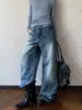 Jeans Retro de Nicho Lavados Bigotes de Gato Pierna Curva Pierna Recta Ancha Longitud de Piso Estilo Relajado Americano Marca de Moda para Hombres y Mujeres