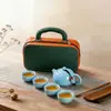 Juego de Té de Viaje con Tetera Xishi, Una Tetera y Cuatro Tazas, Bolsa Portátil para Exteriores, Taza de Preparación Rápida Kiln Ding, Souvenir de Regalo de Cerámica