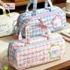 Estuche de doble capa para estudiantes de primaria, gran capacidad, portátil, caja de papelería moderna, diseño elegante, estilo coreano, adecuado para niñas de secundaria