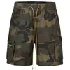 Shorts de Trabajo Camuflados Lavados de Moda High Street para Hombre Retro Casual Sueltos de Verano con Cordón Versátiles de Moda