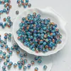 Cuentas de palomitas de maíz de 8 mm con hielo, cuentas monocromáticas con grietas de hielo, cuentas redondas de vidrio hechas a mano, accesorios de joyería DIY, pulsera, collar, material