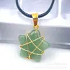 Venda Direta da Fábrica Tendência Europeia e Americana Personalizado Pedra Natural Cristal Misto Ágata Vento Ins Envolto Seda Borda Dourada Estrela de Cinco Pontas