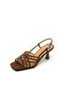 6,5 cm~Sandálias Pequenas Bonitas de Bico Aberto Francês para Mulheres Verão 2025 Novo Estilo Tecido Vazado Salto Alto Agulha Elegante