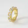 Anillo de Hip-Hop de Circonia Cúbica Full Diamond, Chapado en Oro y Chapado en Plata, Disponible en Dos Colores, Estilo Callejero Europeo y Americano, Anillo Brillante, un Imprescindible para Hombres a la Moda