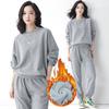 Conjunto Waffle Feminino Casual Sportswear 2026 Outono e Inverno Moda Transfronteiriça Amazon Novo Conjunto de Duas Peças Moletom Cor Sólida