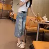 Jeans de pierna ancha rotos talla extra para mujer, estilo fino de verano, nuevo modelo 2026, adelgazantes y de corte holgado, pantalones rectos cropped para mujeres talla extra
