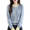 Cardigan de Punto con Bloques de Color Diseño Estilo Chanel Chaqueta Corta para Mujer 2026 Nuevo Suéter Fino de Punto Grueso Prendas de Abrigo
