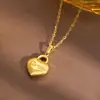 Collar de Corazón de Acero Inoxidable Oro de 18K Brillante Colgante de Amor Collar Ins Irregular Personalidad Moda Casual