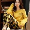 Pijama nuevo de manga larga para primavera y otoño, pijama casual para mujer, estilo coreano, conjunto de ropa para el hogar para mujer