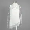 Chaleco de Encaje Transfronterizo de Cuello Alto Estilo Europeo y Americano Verano 2026 Nuevo Chaleco Irregular Top Satinado sin Mangas para Mujer