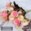 Fabricante Mayorista de Flores Artificiales Dropshipping Mesa Flor de Boda 12 Ramos de Rosas Estilo Europeo Rosas Diamante