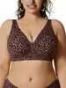 Comércio exterior Europeu e Americano à vista transfronteiriço plus size lingerie feminina estampa de leopardo tiras de gel suporte macio busto grande sem costura respirável transfronteiriço
