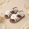 Sandálias Princesa com Solado Macio para Meninas Florzinha Margarida Velcros Passeio na Praia Sandálias Infantis Frescas