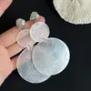 Pendientes Redondos Geométricos Plegados de Concha de Aguja Plateada, Colgantes de Oreja Exagerados Estilo Vacaciones, Pendientes de Moda y Únicos con un Toque de Gama Alta de Nicho