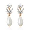 RAKOL fábrica venta al por mayor aretes de circón perla alta calidad temperamento japonés y coreano moda todo-partido aretes de flor