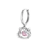 Novos Brincos Argola com Pingente de Cabeça de Gato Vazada de Zircônia Estilo Doce e Menina de Henson Design de Nicho