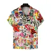 Marca Casual Moderna Transfronteiriça da Amazon Camisa Masculina de Manga Curta Moda 3D Versátil Gola Camisa de Verão