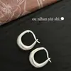 Pendientes Ou Ni Han de Plata de Ley S925 con Superficie Lisa Geométrica para Niñas, de Alta Gama, Estilo Coreano Ins, Personalidad, Temperamento, Cierres Versátiles