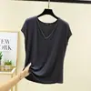 Camiseta sin mangas para mujer, top de verano, ropa de mujer estilo coreano, nueva camiseta base adelgazante de corte holgado, top elegante y versátil con cuello en V, moderno