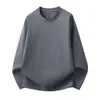 Nova Camisa Base Masculina de Algodão Puro com Manga Longa, Cor Sólida, Gola Redonda, Estilo Americano, Estampa Digital Pesada, Nova Coleção Primavera e Outono 2026 para Jovens