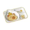 Plato para Cena de Capibara Vajilla Infantil Plato Dividido Tazón para Comida Complementaria Taza de Agua Infantil Resistente a Caídas Tazón para Comer Grado Alimenticio