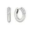 Pendientes de Aro Redondos Geométricos con Diamantes, Hebilla de Oreja de Plata S925, Moda Callejera Europea y Americana, Pendientes Retro de Estilo Ins de Moda para Mujer